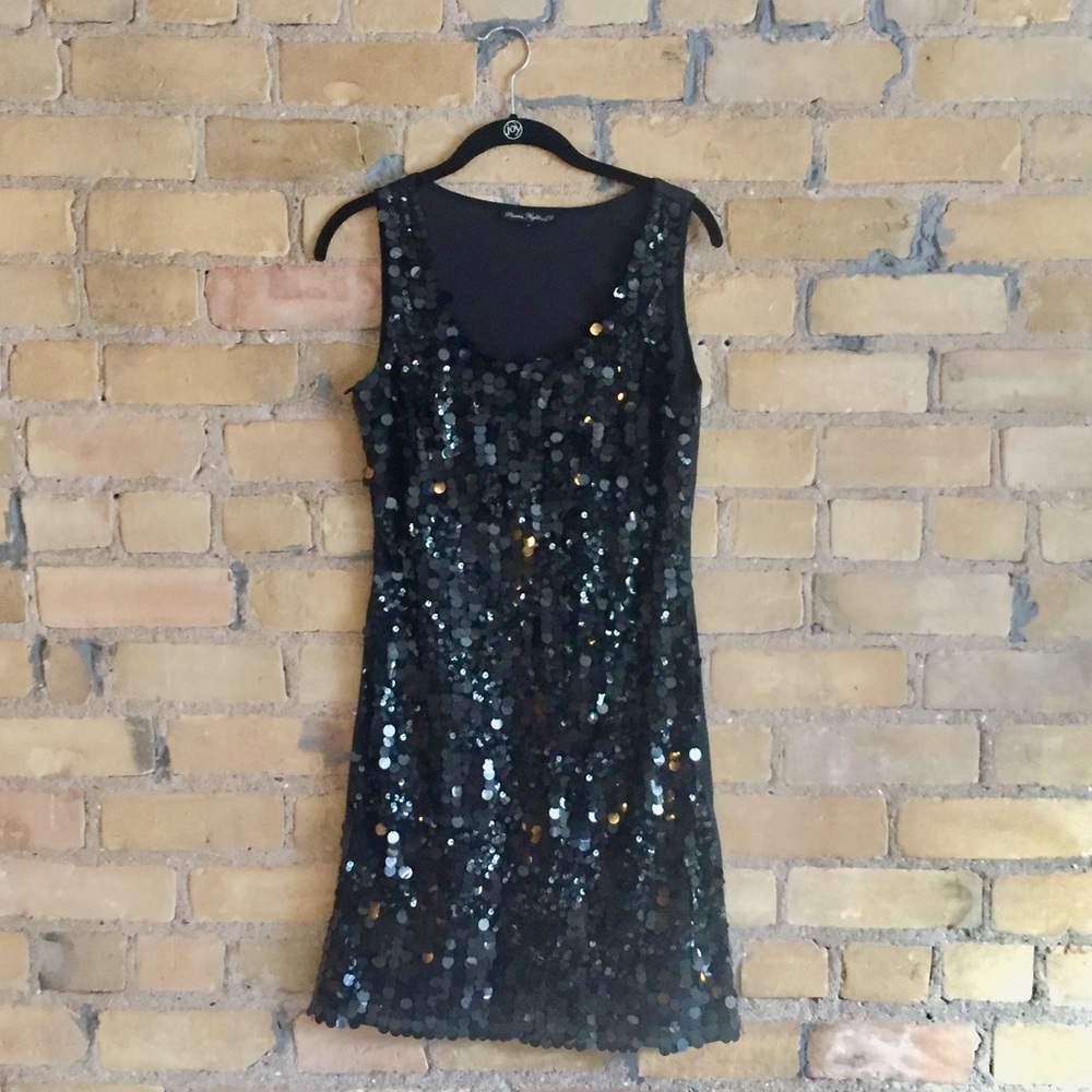 Black sequined mini dress